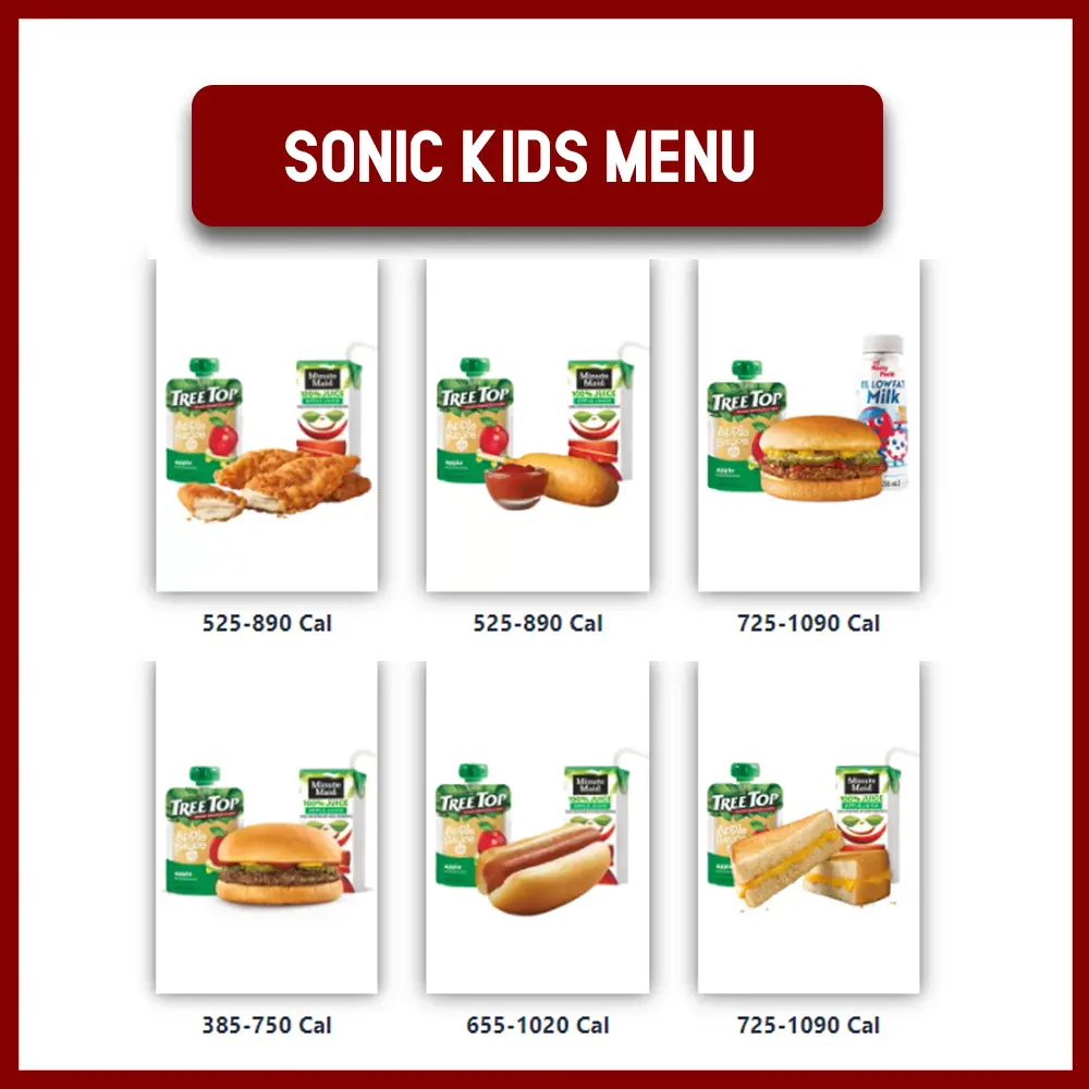 Sonic menu for kids
