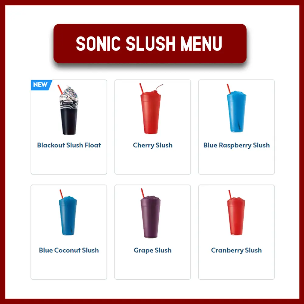 sonic slush menu with price